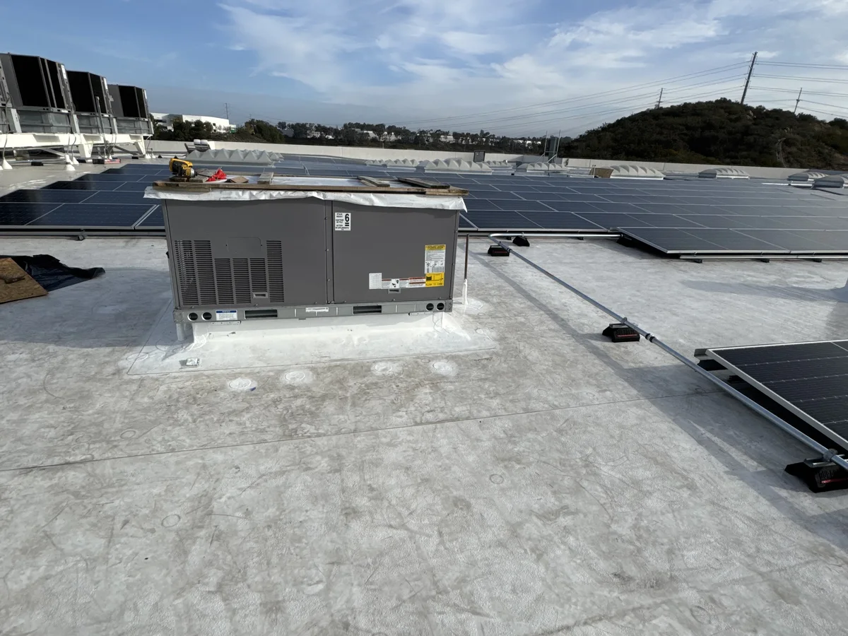 Commercial HVAC installation project photo showing mechanical coordination on a jobsite
